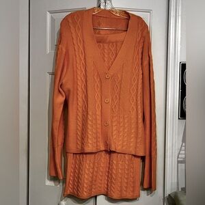 Goldenrod Colored Knit 2 Piece Skirt Set.